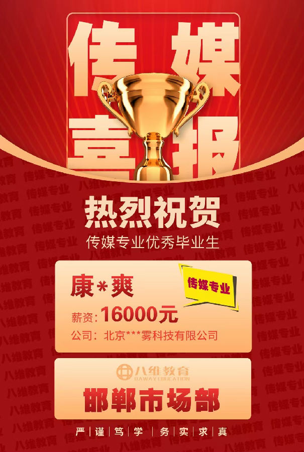 八維職業(yè)學(xué)校傳媒專業(yè)優(yōu)質(zhì)就業(yè)喜報(bào)強(qiáng)勢(shì)來襲