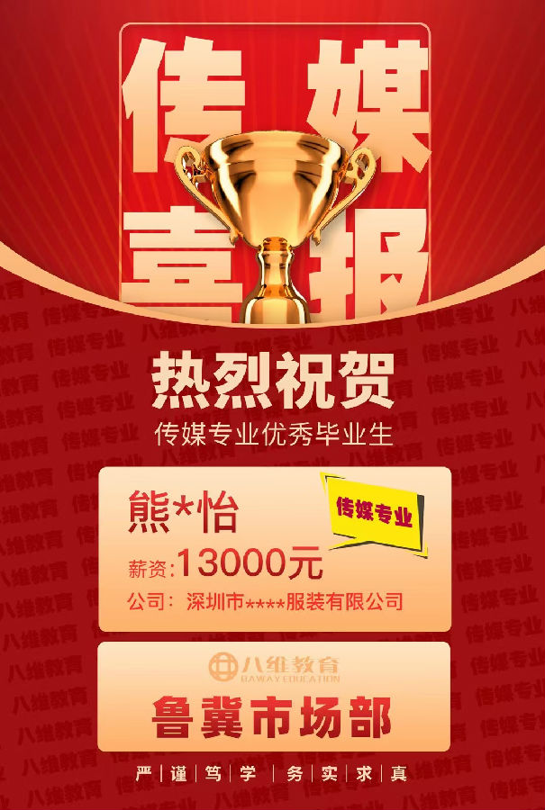 八維職業(yè)學(xué)校傳媒專業(yè)優(yōu)質(zhì)就業(yè)喜報(bào)強(qiáng)勢(shì)來襲